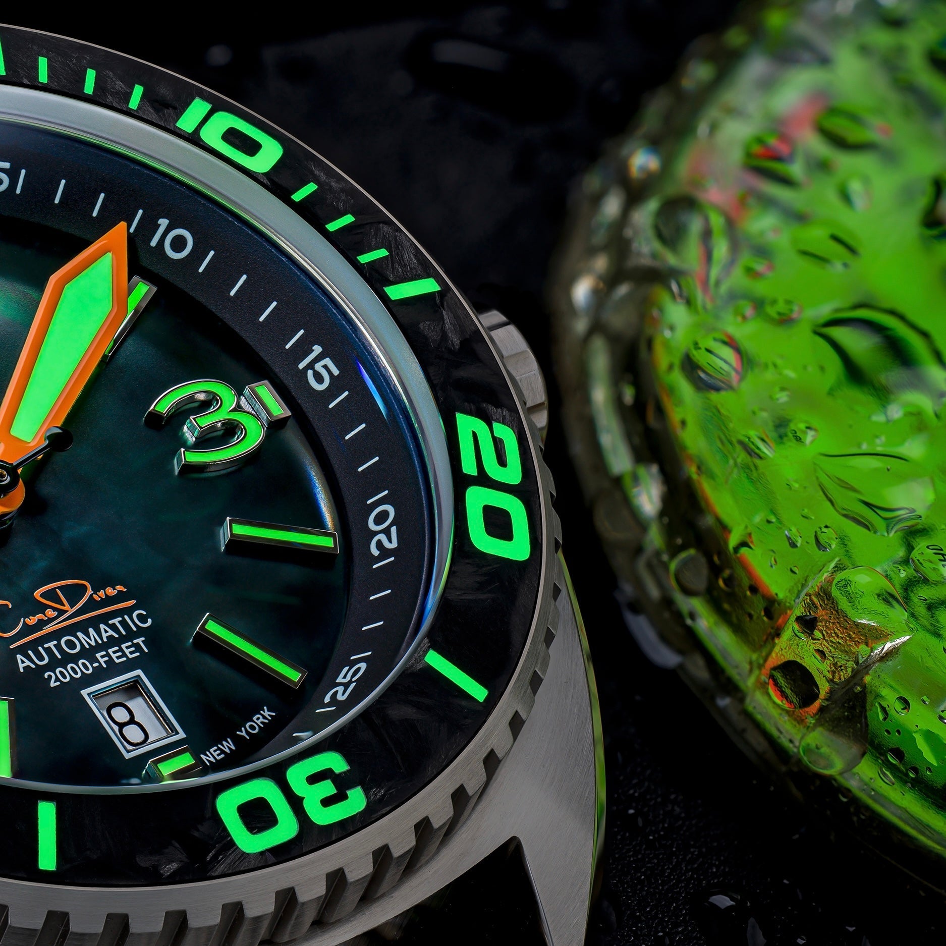 Core Diver - Black Mother of Pearl - Carbon Fiber Bezel - Final Batch!